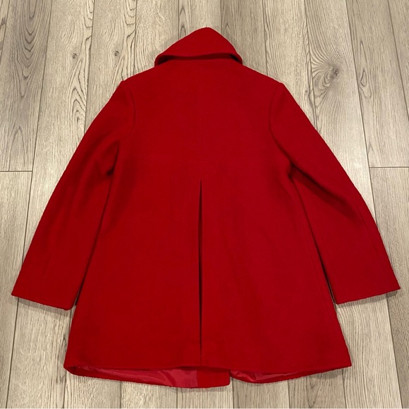 Larry Levine Wool Blend Coat Women’s Size M Red Funnel Neck Button Down Pockets - Picture 9 of 15